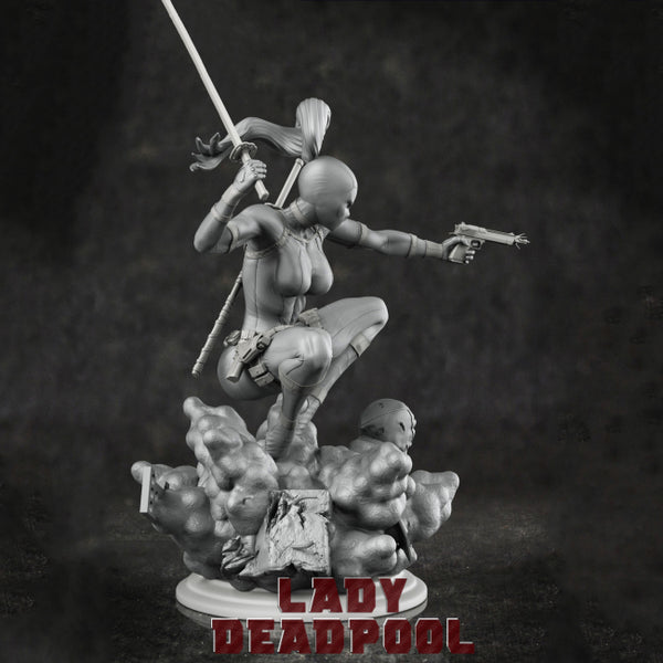 Lady Deadpool Statue 3D Model Ready to Print STL