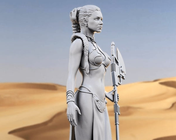 Princess Leia statue 3D model for 3D print CNC router carved