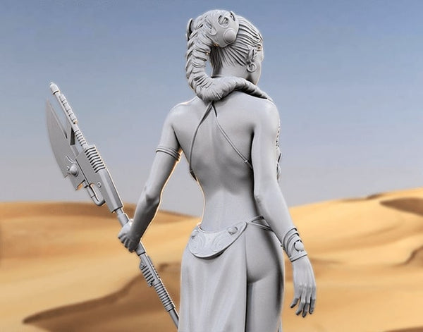 Princess Leia statue 3D model for 3D print CNC router carved