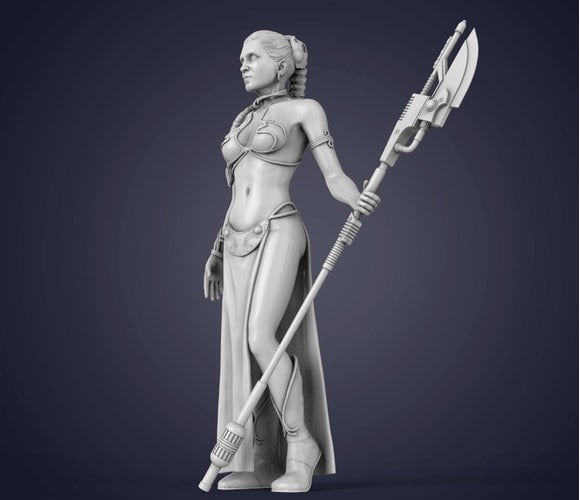 Princess Leia statue 3D model for 3D print CNC router carved