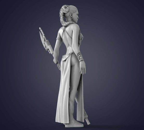 Princess Leia statue 3D model for 3D print CNC router carved