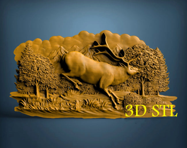 Running deer 3D model for artcam vectric aspire vcarve cnc router