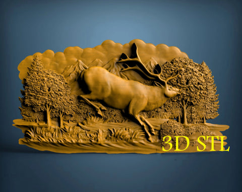 Running deer 3D model for artcam vectric aspire vcarve cnc router