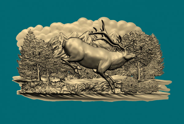 Running deer 3D model for artcam vectric aspire vcarve cnc router