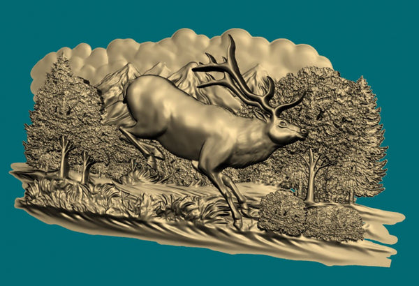 Running deer 3D model for artcam vectric aspire vcarve cnc router