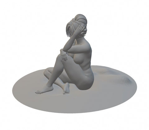 Sexy Girl Sitting on the Beach 3D model Ready to Print