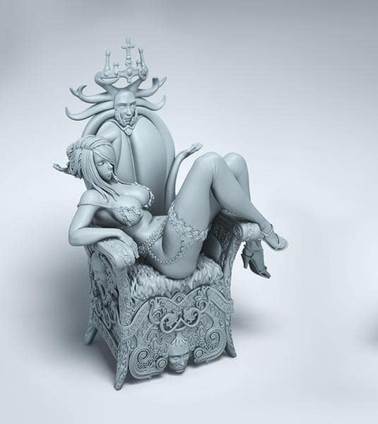 Sexy Girl on the Chair 3D model ready print