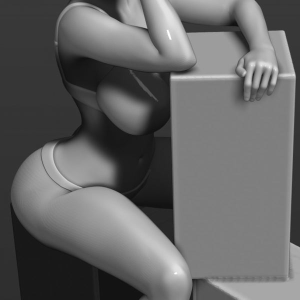 Sexy girl sits on boxes 3D model ready print