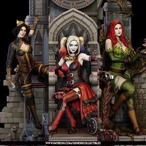 Steampunk Gotham City Harley Quinn Poison Ivy Catwoman diorama