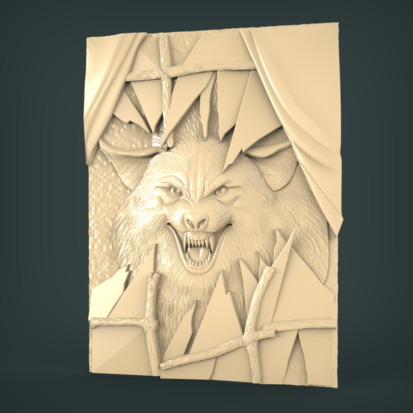 Wolf Relief 3D STL model for CNC router Engraver