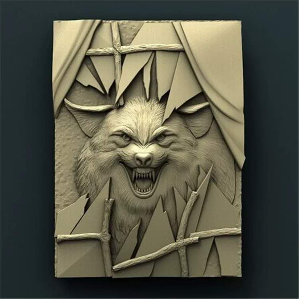 Wolf Relief 3D STL model for CNC router Engraver