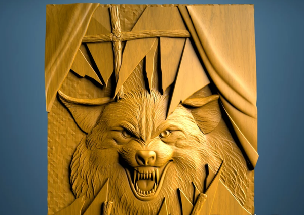 Wolf Relief 3D STL model for CNC router Engraver