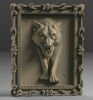 Wolf Relief 3D model STL format for CNC router Engraving Carved Artcam